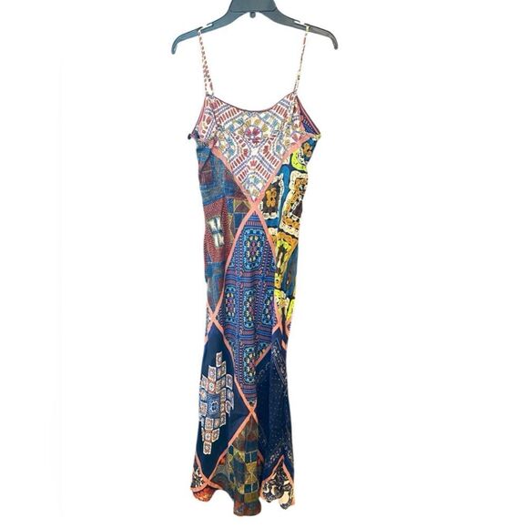 Anthropologie Conditions Apply Sz L NWT Blue Chloe Maxi Slip Dress - Picture 2 of 15